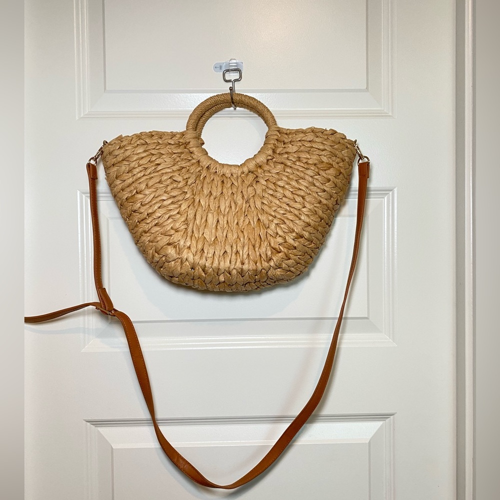 JustFab Rattan Woven Beach Bag